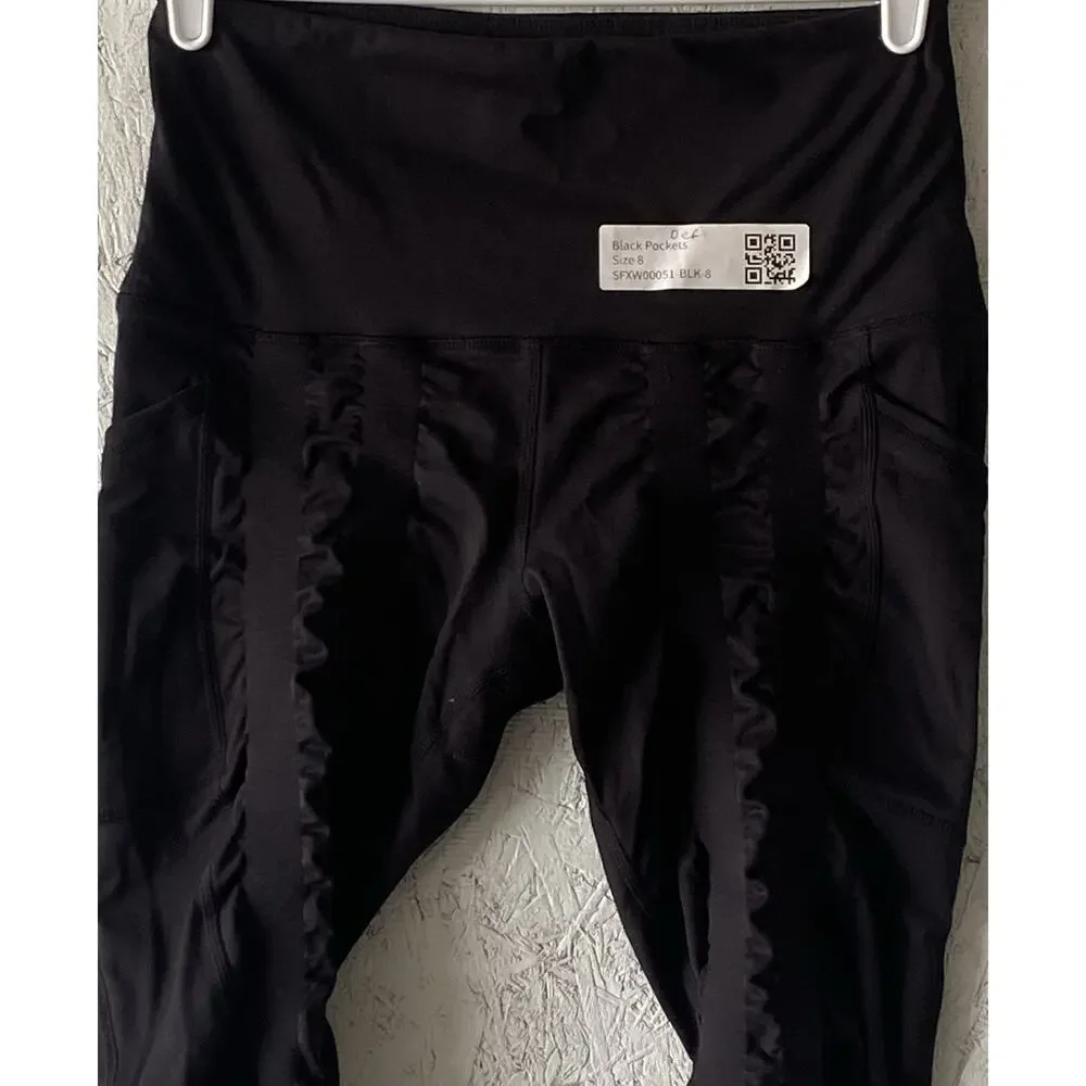 Sweetflexx Resistance Leggings W/ Pockets Womens 8 Black Workout ActiveWear NWOT
